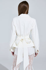 WRAPPED IN A BOW BLAZER IN WHITE