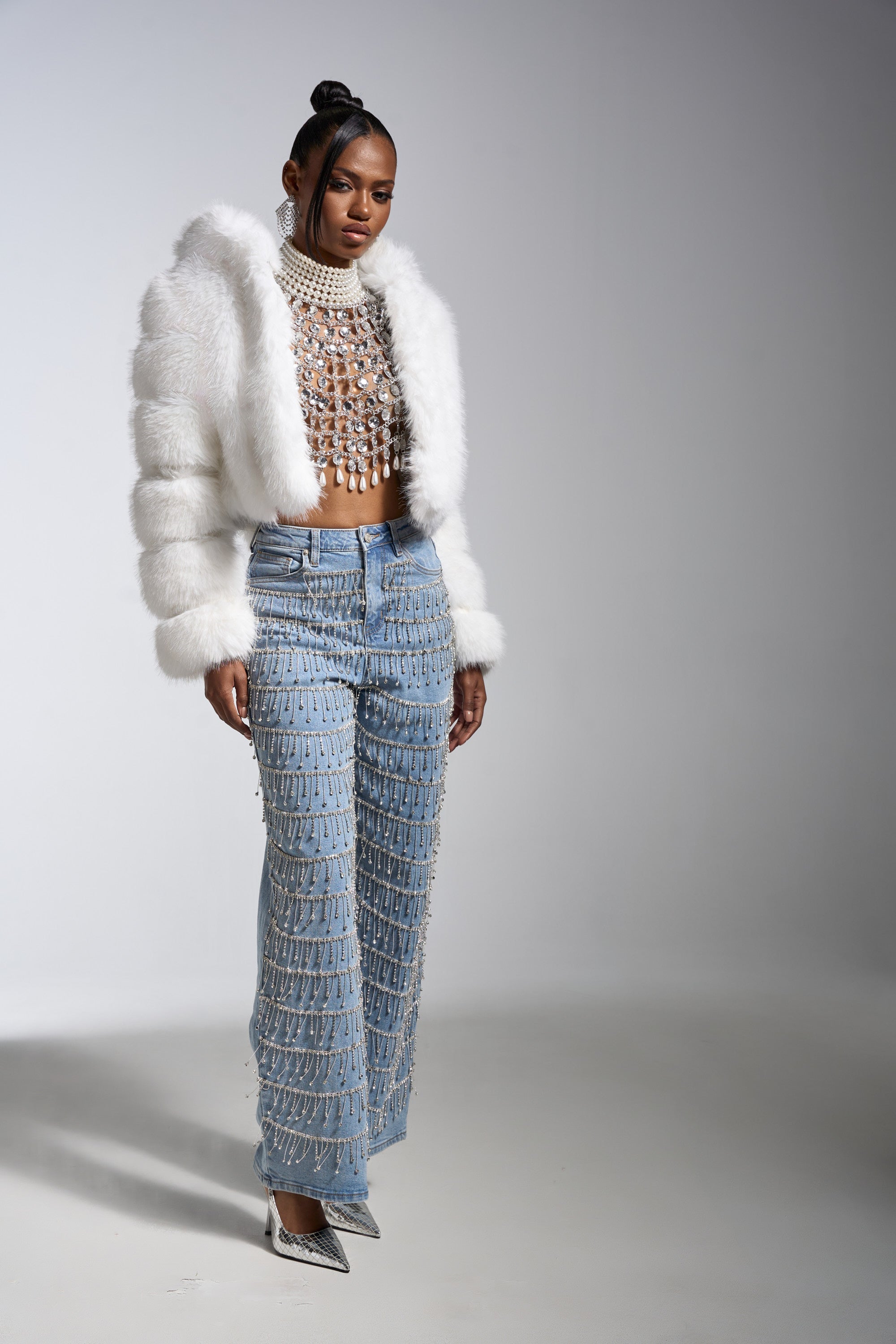 JOLENE FAUX FUR COAT IN WHITE