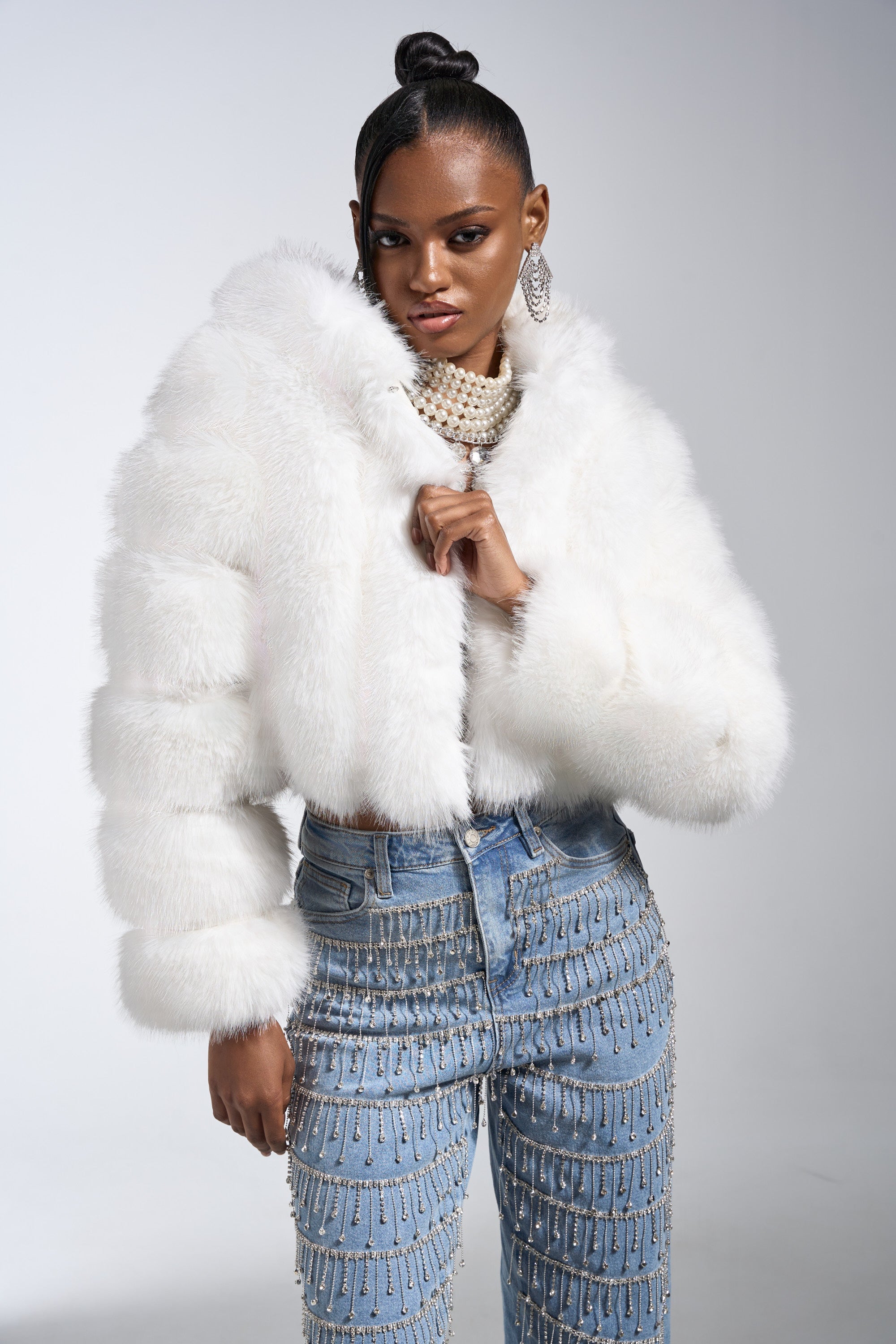 JOLENE FAUX FUR COAT IN WHITE