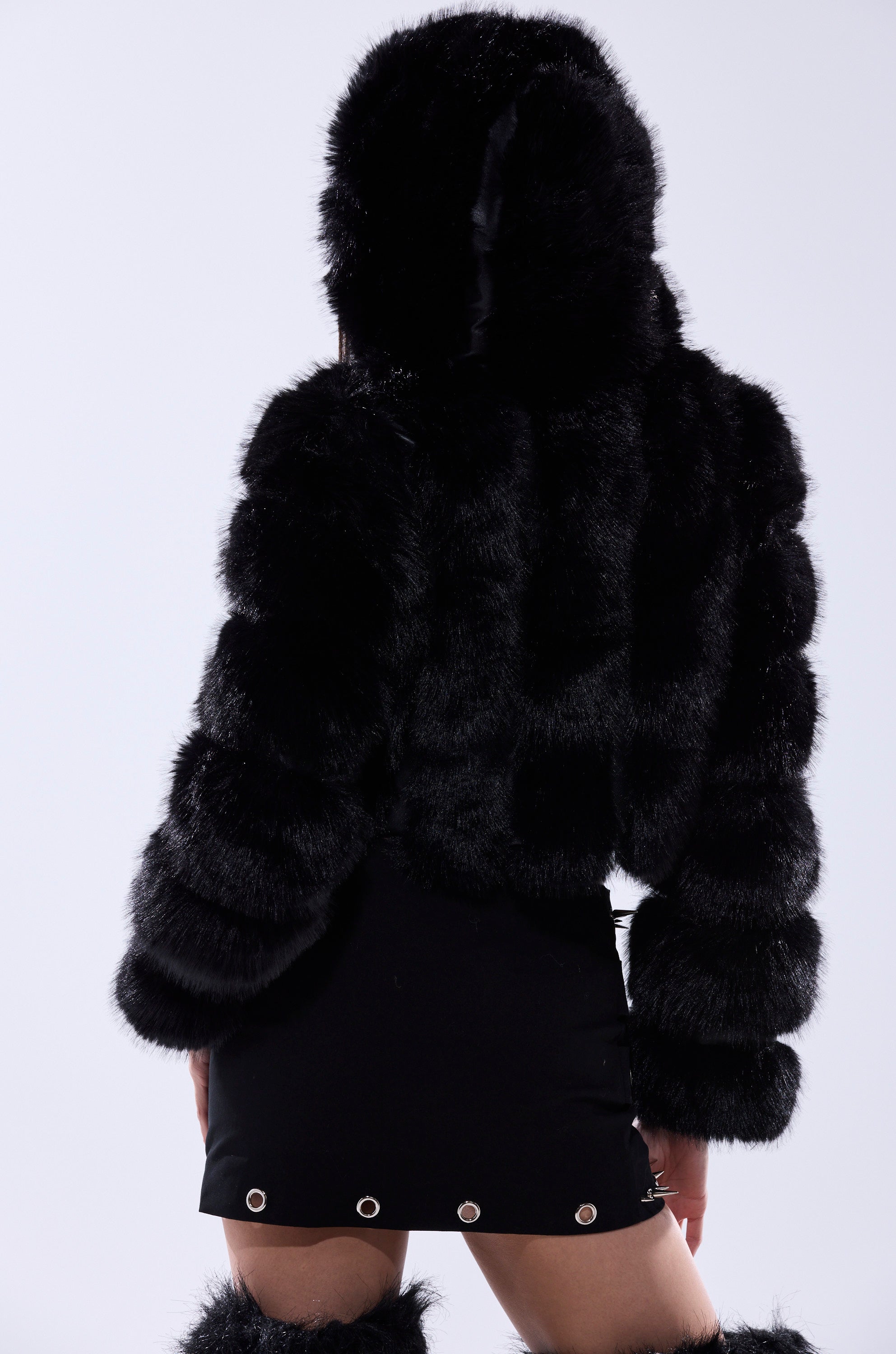 JOLENE FAUX FUR COAT IN BLACK