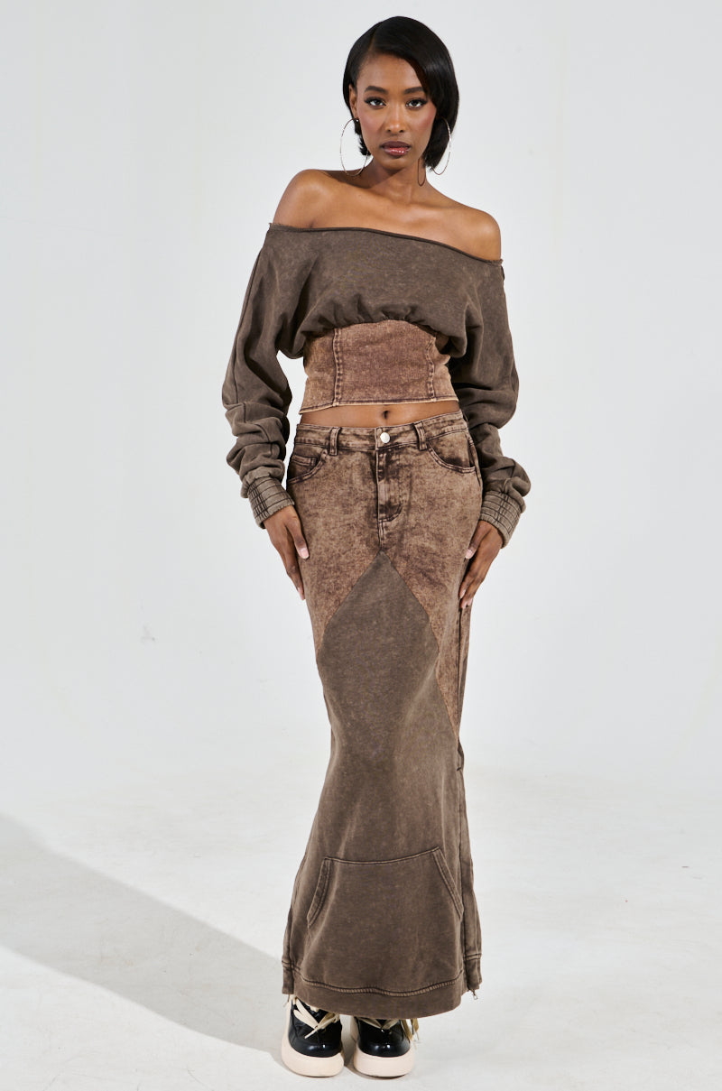 BROKE MY HEART OFF THE SHOULDER SWEATSHIRT