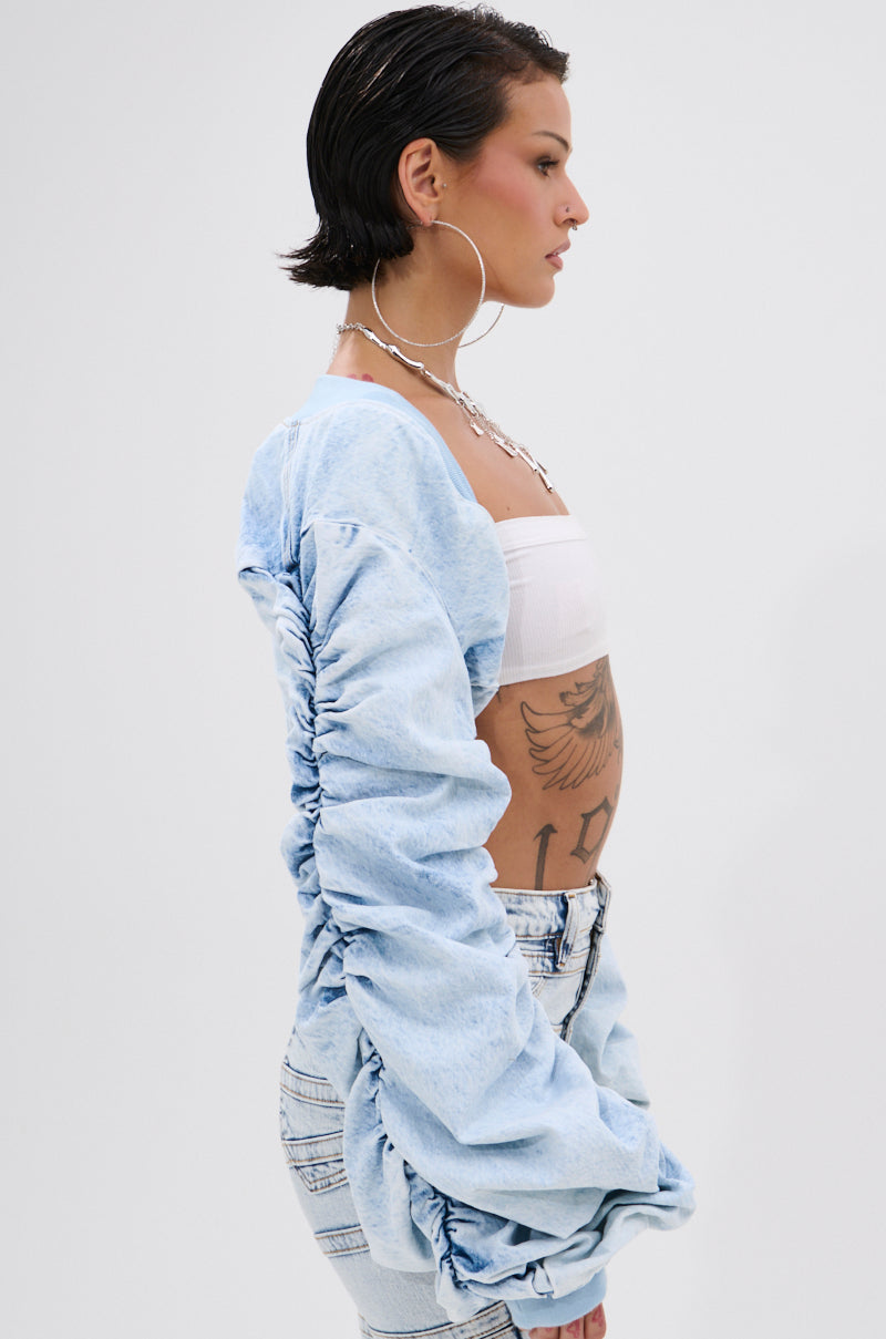 DANI RUCHED DENIM BOLERO