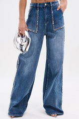 MY OWN THING STUDDED DENIM