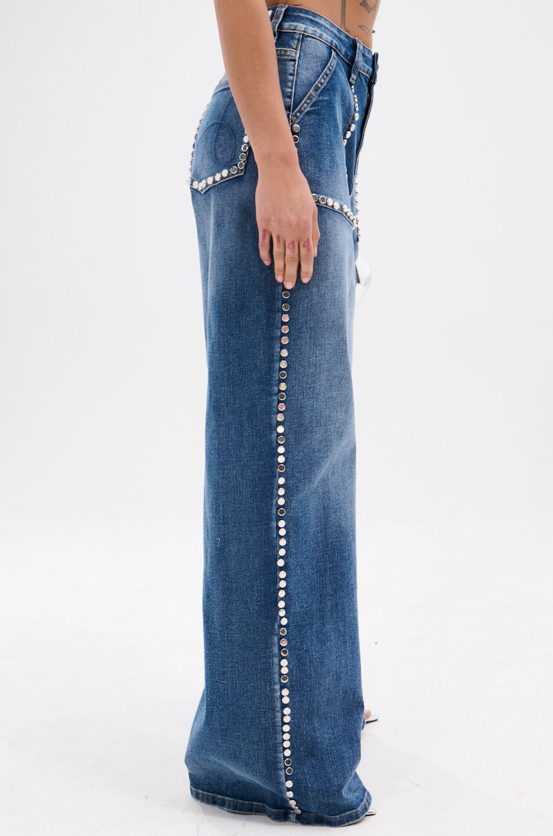 MY OWN THING STUDDED DENIM