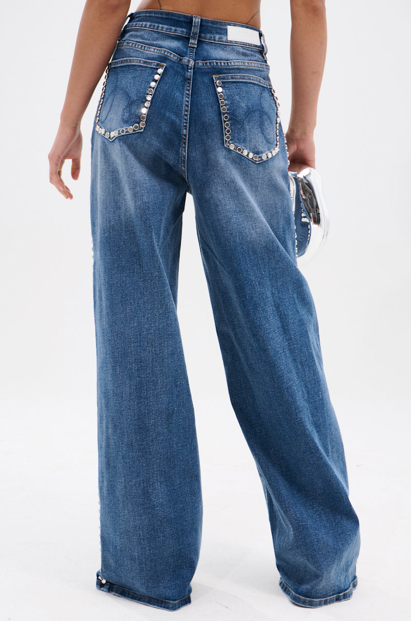 MY OWN THING STUDDED DENIM