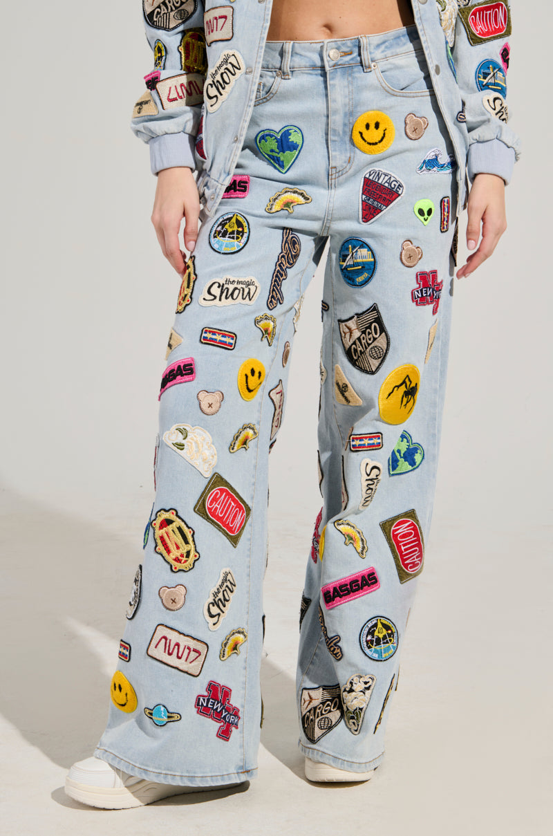 AUSTIN WIDE LEG PATCH DENIM
