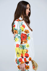 MIND MY OWN FLORAL SATIN BLAZER