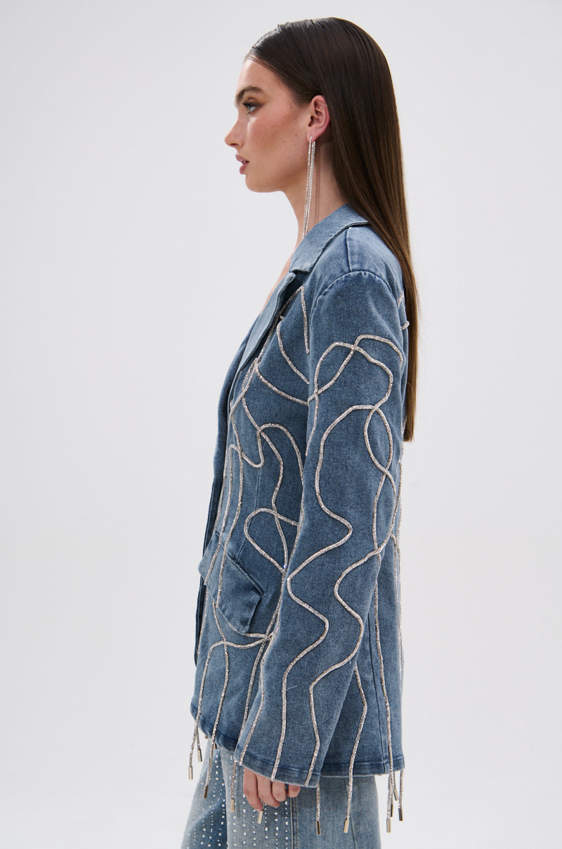 STANDOUT EMBELLISHED DENIM BLAZER