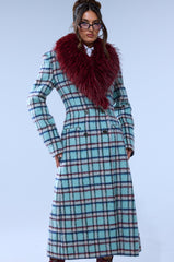 TEA FOR TWO FUR TRIM TRENCH IN BLUE