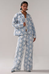 FOLLOW MY LEAD APPLIQUE WIDE LEG DENIM