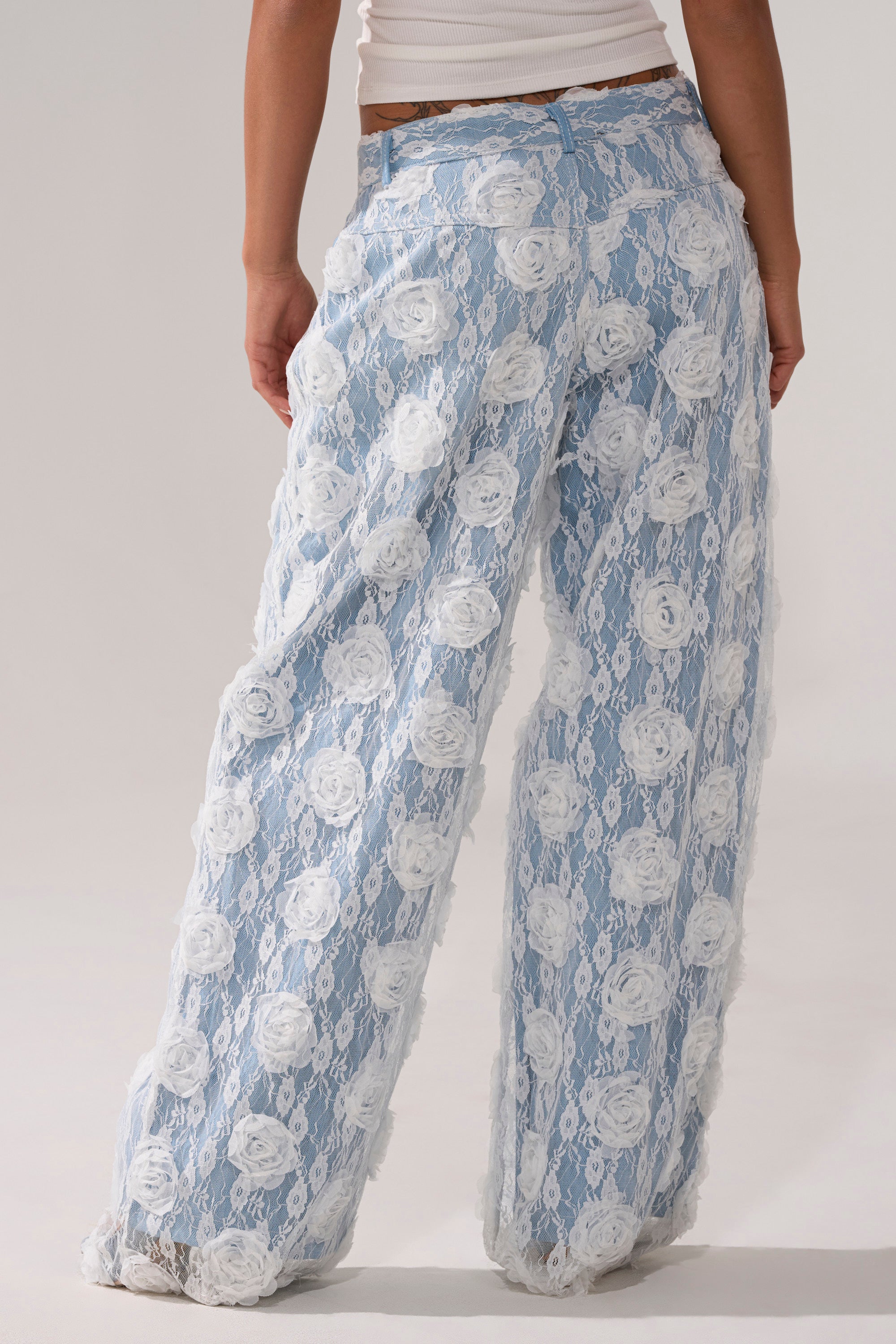 FOLLOW MY LEAD APPLIQUE WIDE LEG DENIM