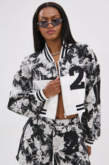PAINT THE ROSES RED JACQUARD BOMBER
