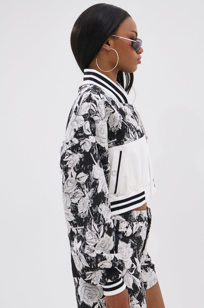 PAINT THE ROSES RED JACQUARD BOMBER