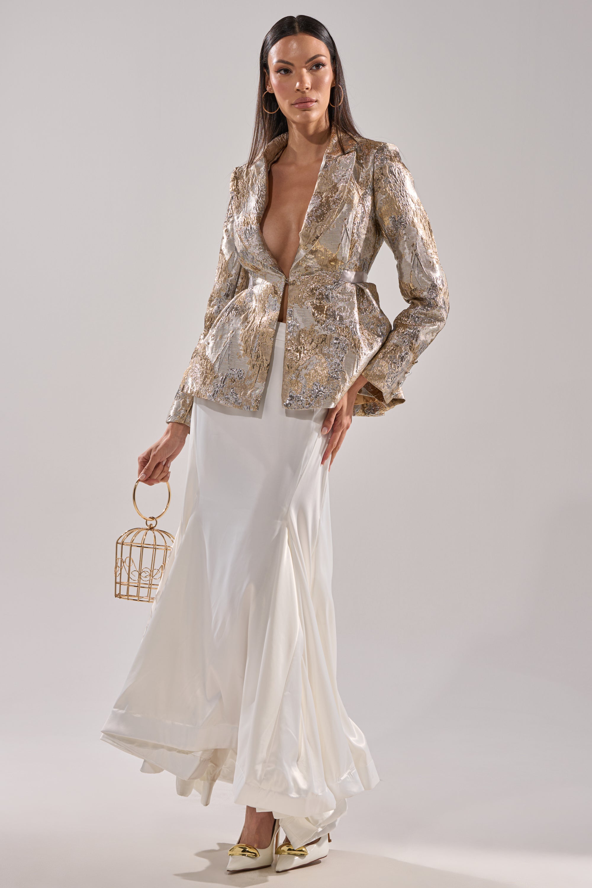 CANARY PEPLUM BLAZER IN CHAMPAGNE