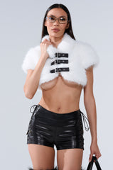 SNOW WHITE CROP FUR SWEATER