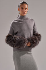TOUCH ME SWEATER WITH FUR CUFFS
