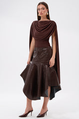 RELAX WITH ME CROCODILE MIDI SKIRT
