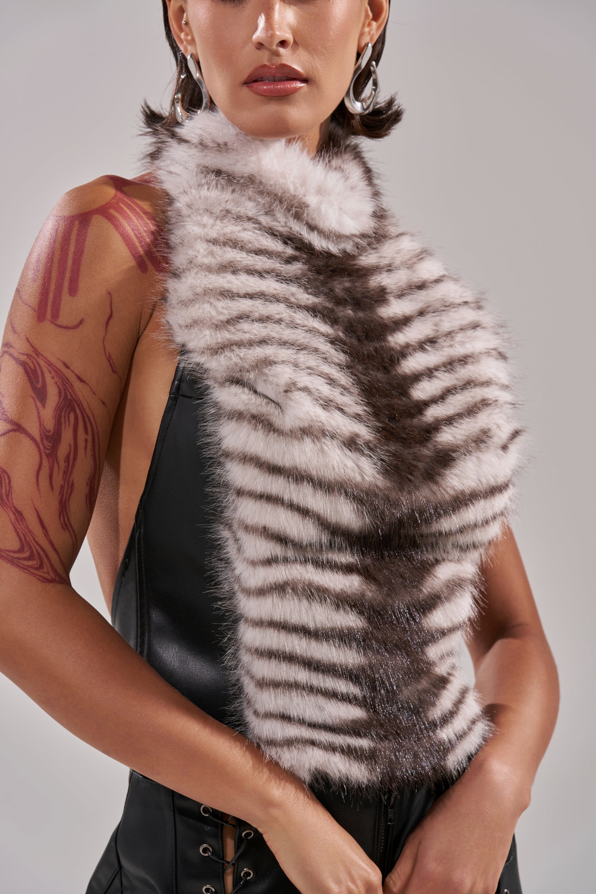 I'M MY OWN SPIRIT ANIMAL MOCK NECK FUR TOP