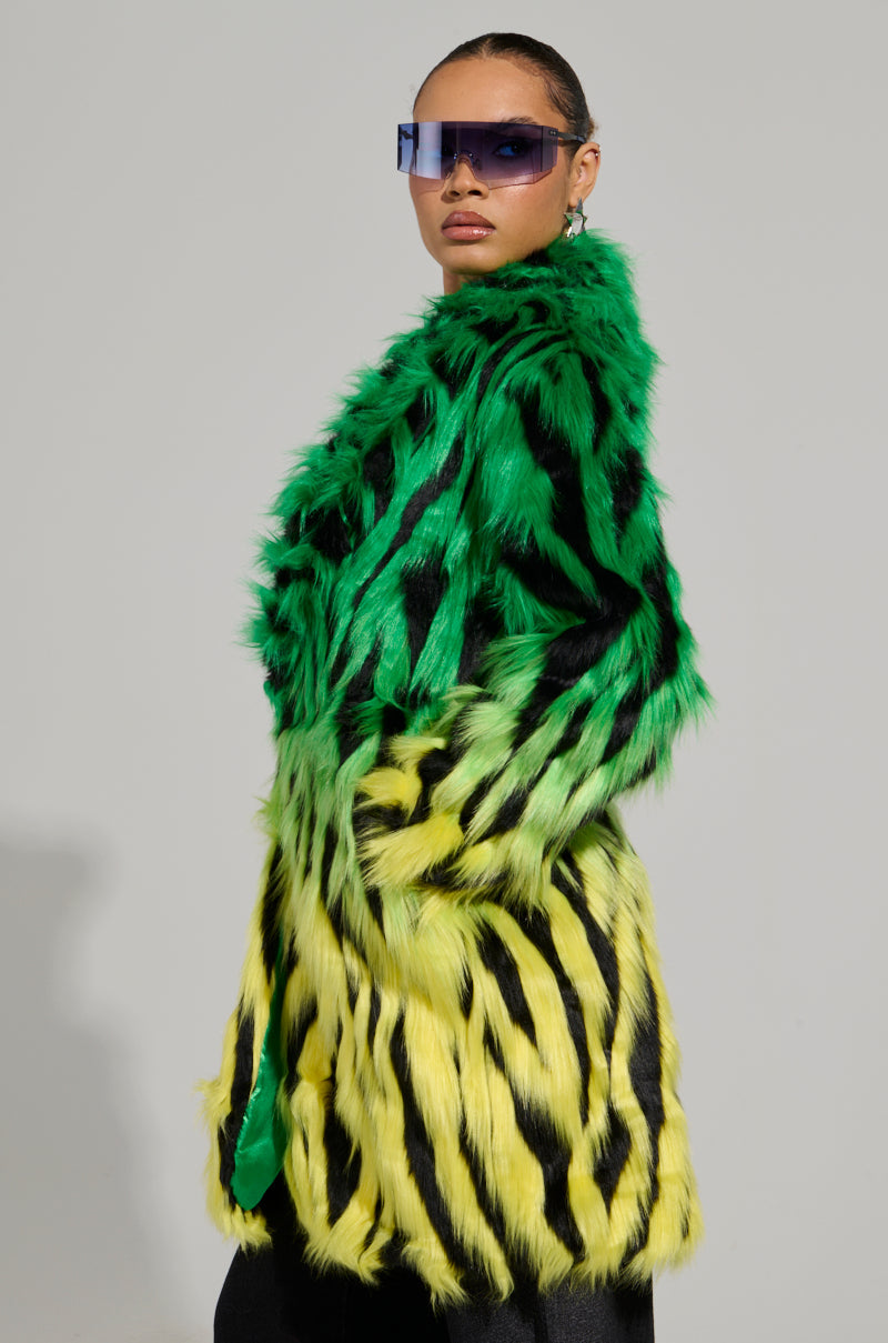 SOUND THE ALARM FAUX FUR COAT