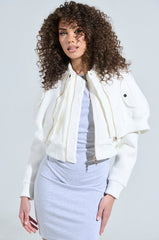 LYNX LAYERED BOMBER JACKET IN IVORY