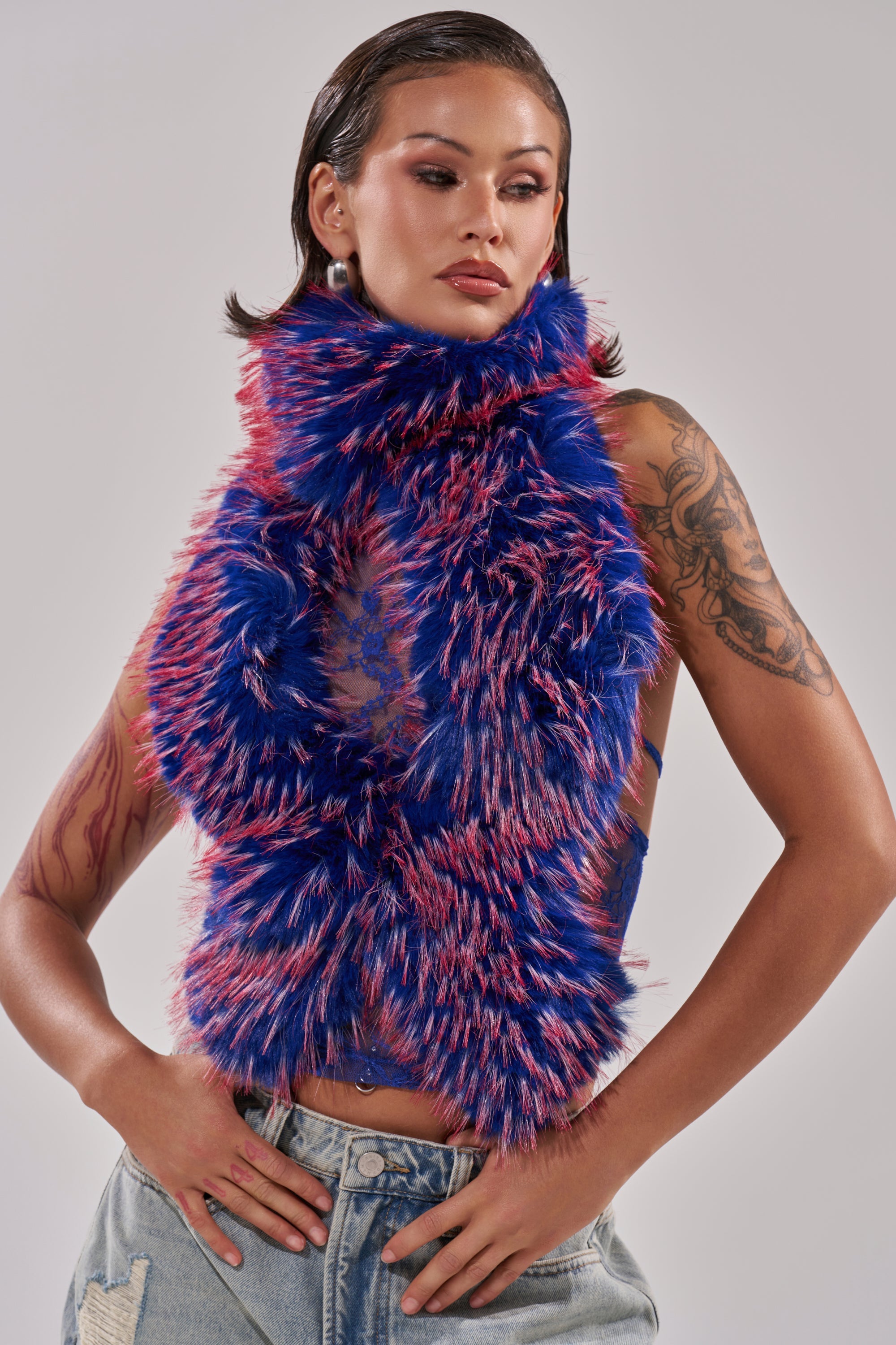 FEEL ME BABY FUR BLOUSE IN BLUE