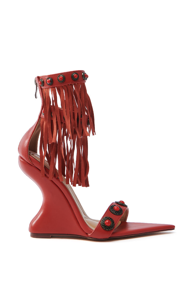 AZALEA WANG KALILA RED FRINGE SANDAL