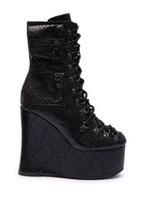 AZALEA WANG KAPULE BLACK SNAKE PLATFORM BOOTIE