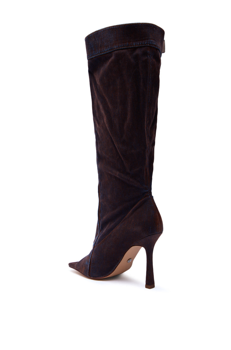 AZALEA WANG KAZUKI BURNT ORANGE SLOUCHY DENIM BOOT