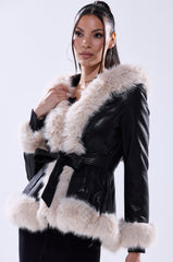 HOODED KENZY FUR TRIM MOTO