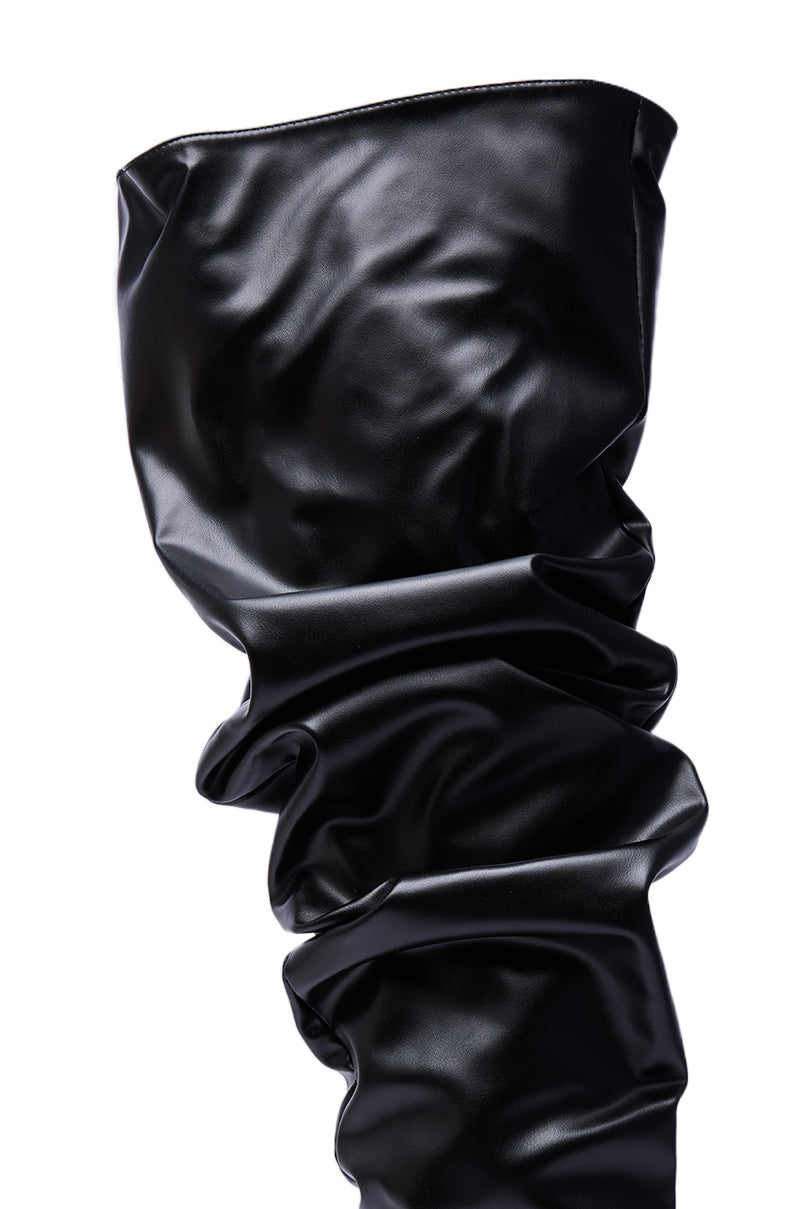 AZALEA WANG KIPLING BLACK RUCHED UP FLAT BOOT