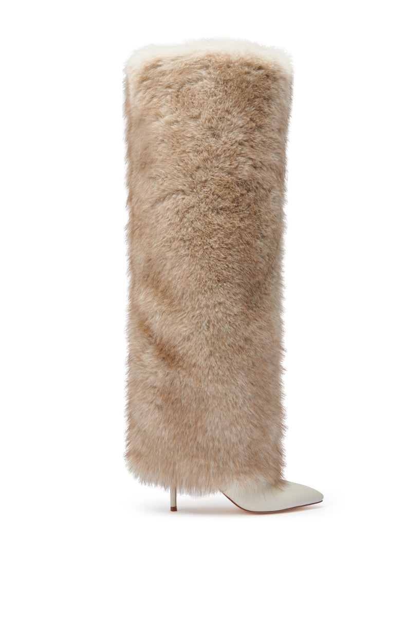 AZALEA WANG LAGANN BONE THIGH HIGH FUR LUXE BOOT