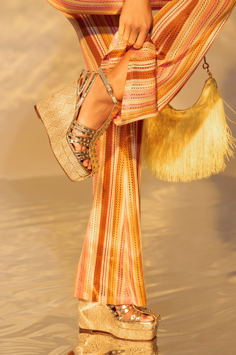 AZALEA WANG LASZLO GOLD WEDGE SANDAL