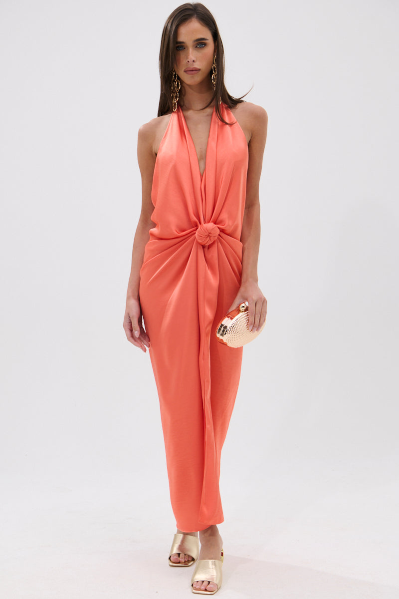 KNOT MY PROBLEM SATIN MIDI DRESS