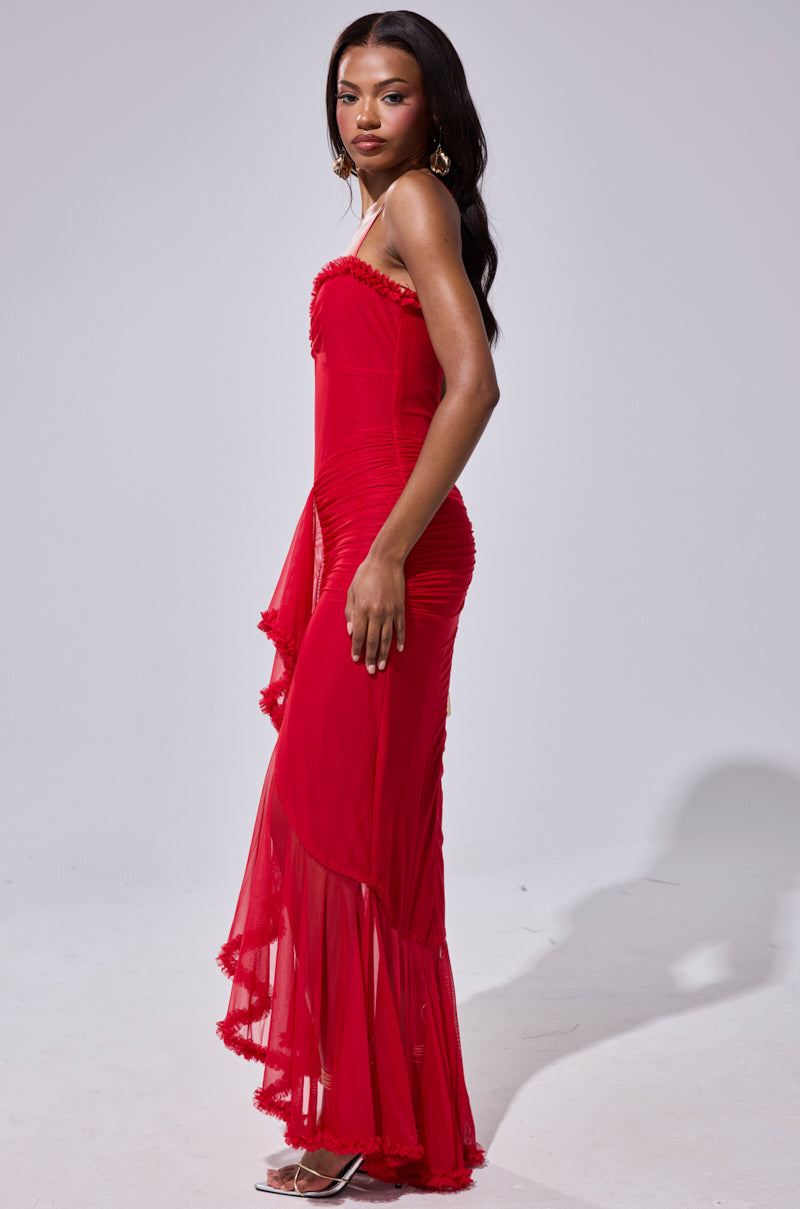 TATI RUFFLE MAXI DRESS IN RED