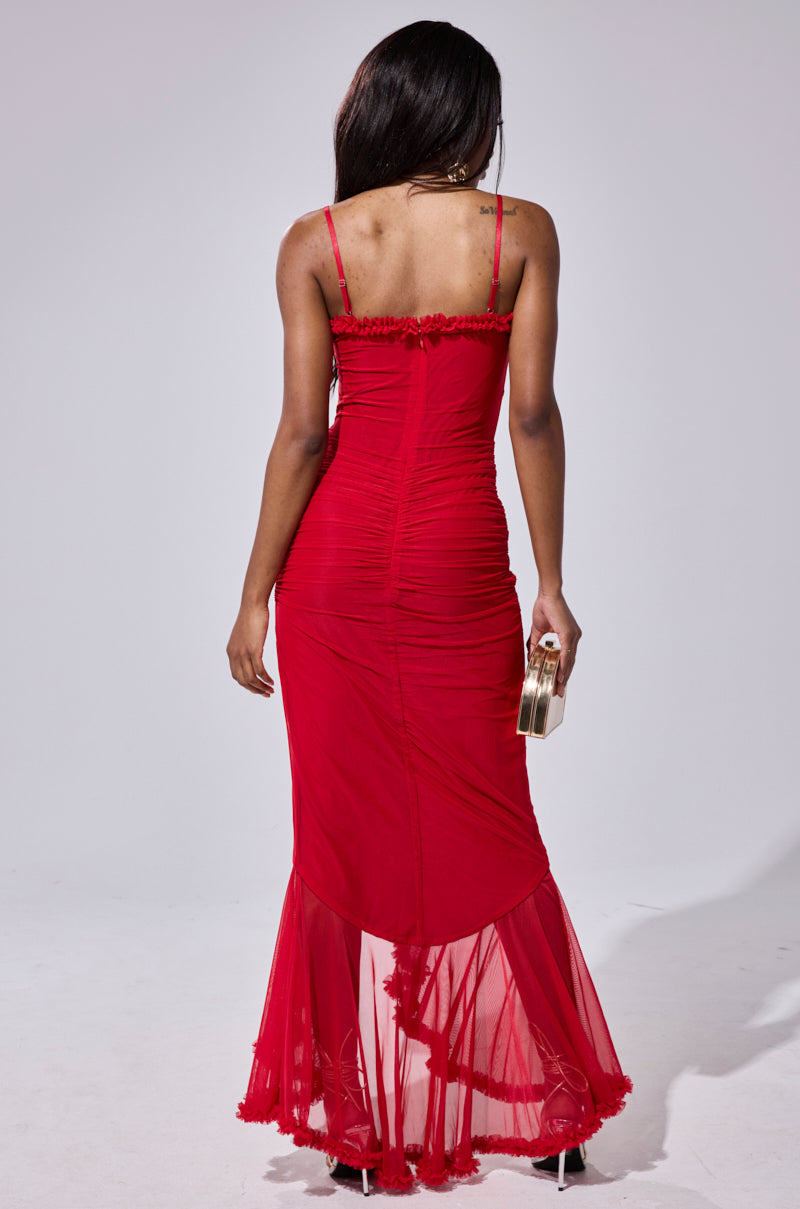 TATI RUFFLE MAXI DRESS IN RED