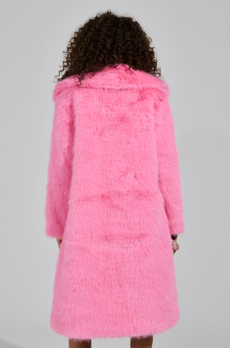 LENOX FAUX FUR TRENCH IN PINK