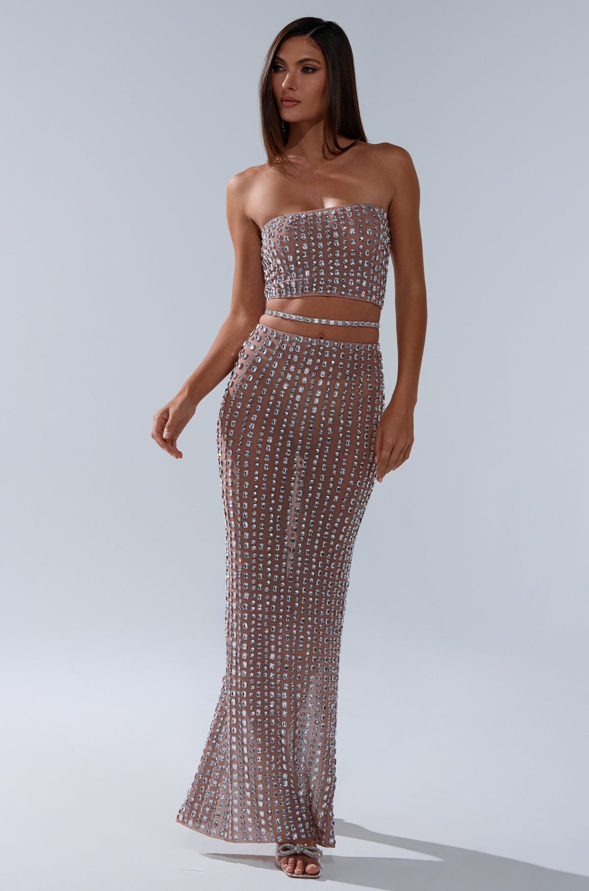 ALL THE SHINE RHINESTONE MAXI SKIRT