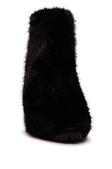 AZALEA WANG LISBOA BLACK FUR FOLD OVER BOOT