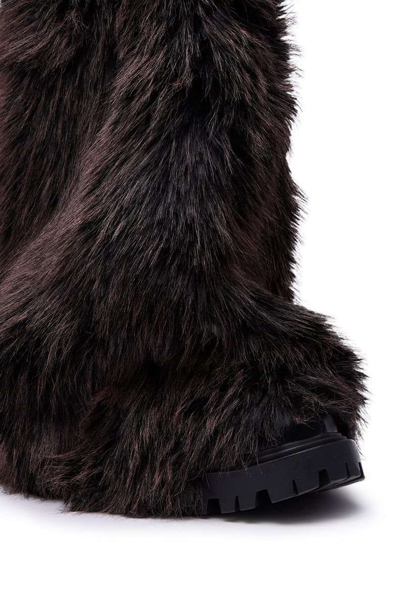 AZALEA WANG LISBOA BROWN FUR FOLD OVER BOOT