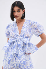 BINKEY FLORAL TIE FRONT BLOUSE