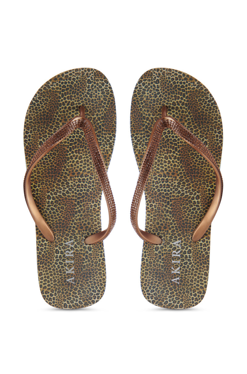 AKIRA LORETA LEOPARD THONG FLIP FLOP
