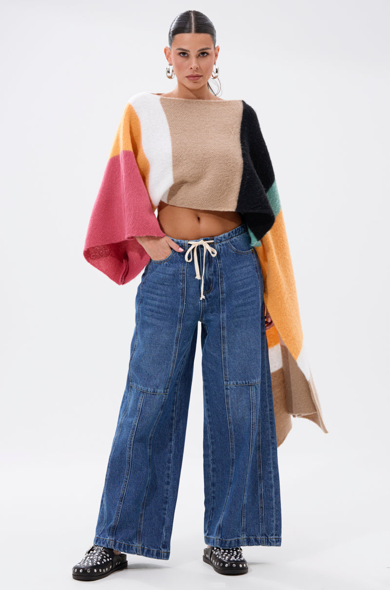 I LIKE IT LIKE THAT CROP ABSTRACT SWEATER