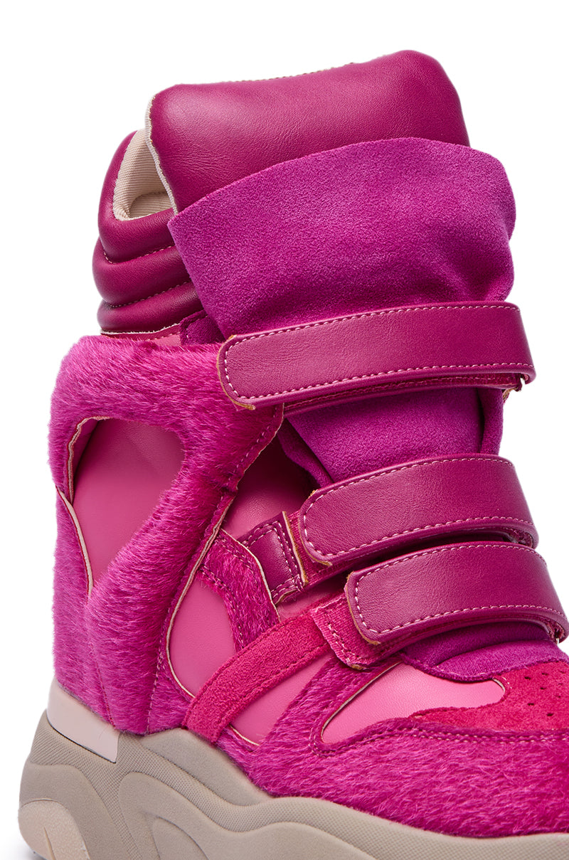 MARANTO FUCHSIA COLOR BLOCKED WEDGE SNEAKER