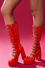 AZALEA WANG MARRIGOLD BOOT IN RED LACE