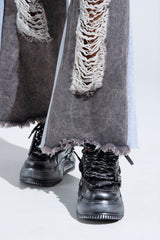 KOI FOOTWEAR METAMORPHOSIS BLACK FLAT DISTRESSED SNEAKER