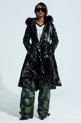 MIDTOWN LIQUID VELVET PEPLUM COAT