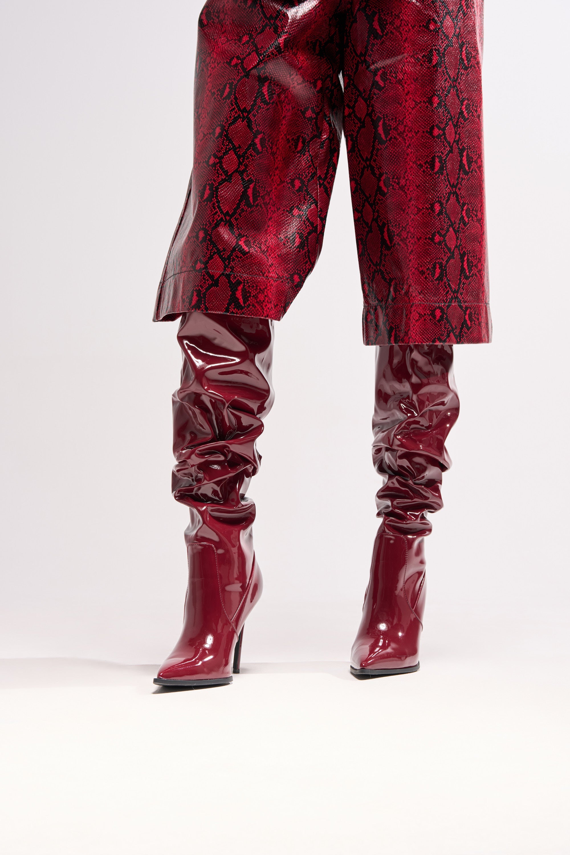 AZALEA WANG MITICA BURGUNDY PATENT SLOUCH BOOT
