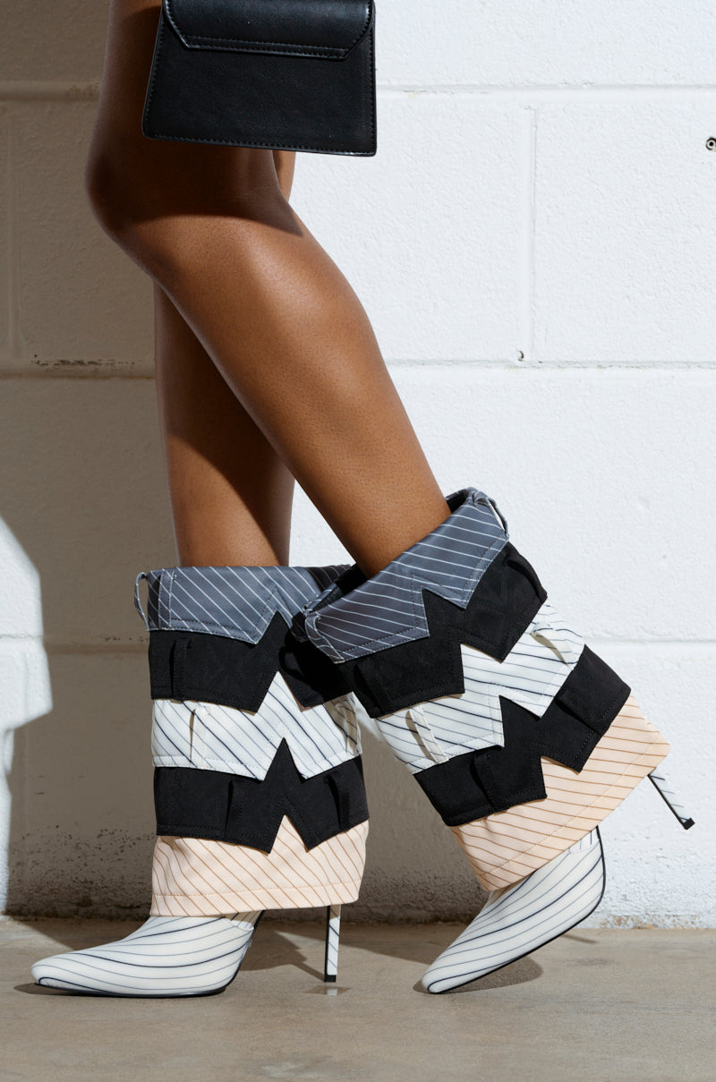 AZALEA WANG MOORE MULTI PINSTRIPE STILETTO BOOTIE