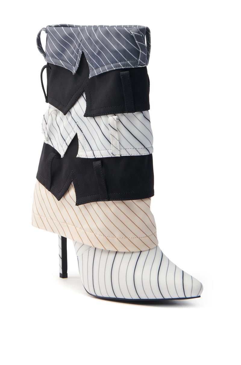 AZALEA WANG MOORE MULTI PINSTRIPE STILETTO BOOTIE