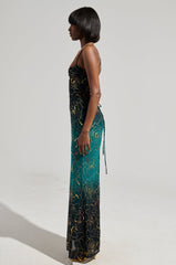 LUNA METALLIC OMBRE PRINTED MIDI DRESS